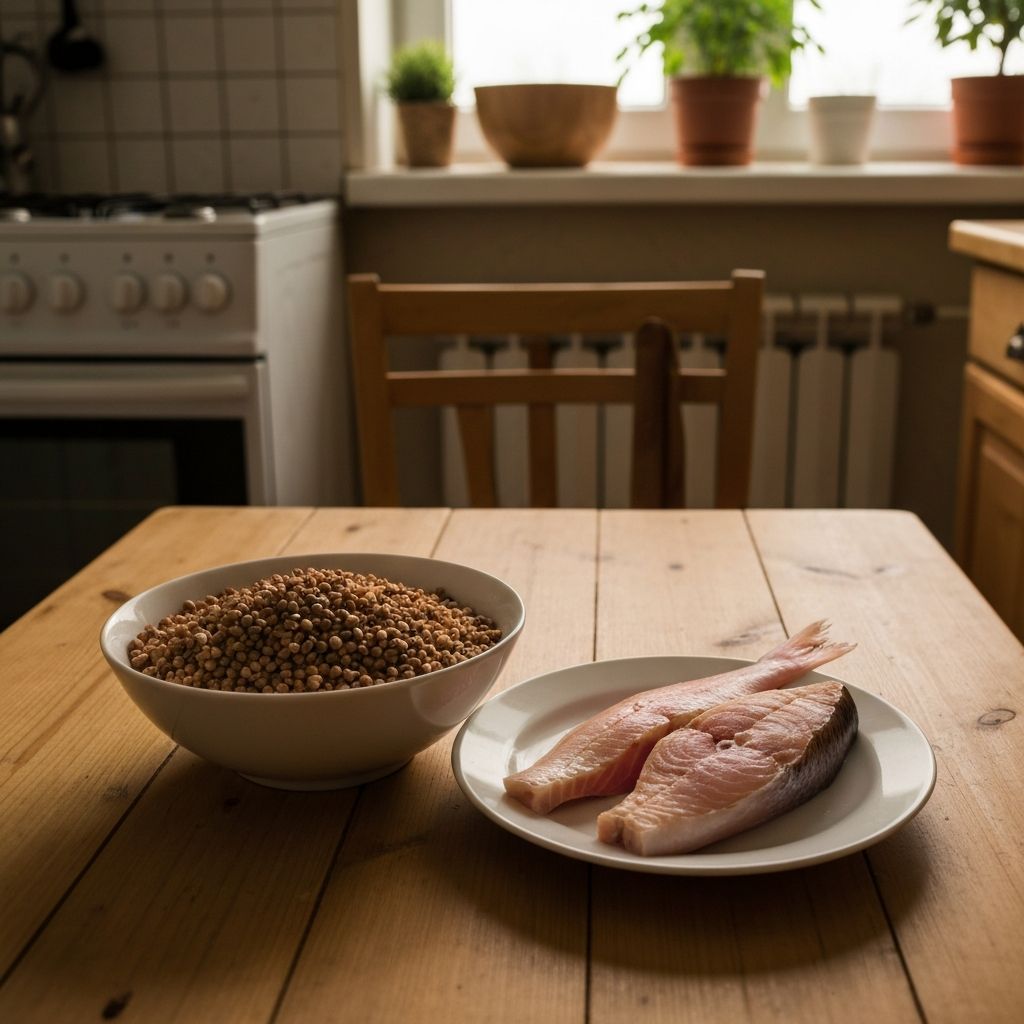 Buckwheat groats and fish for dinner